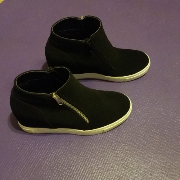 white hidden wedge sneakers